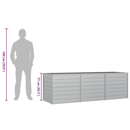 Garden Raised Bed 240x80x77 cm Galvanized Steel Silver