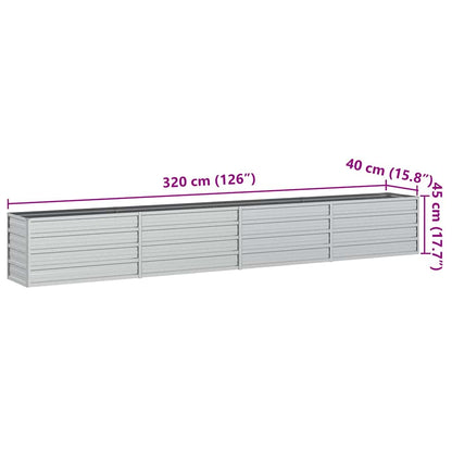 Garden Raised Bed 320x40x45 cm Galvanized Steel Silver