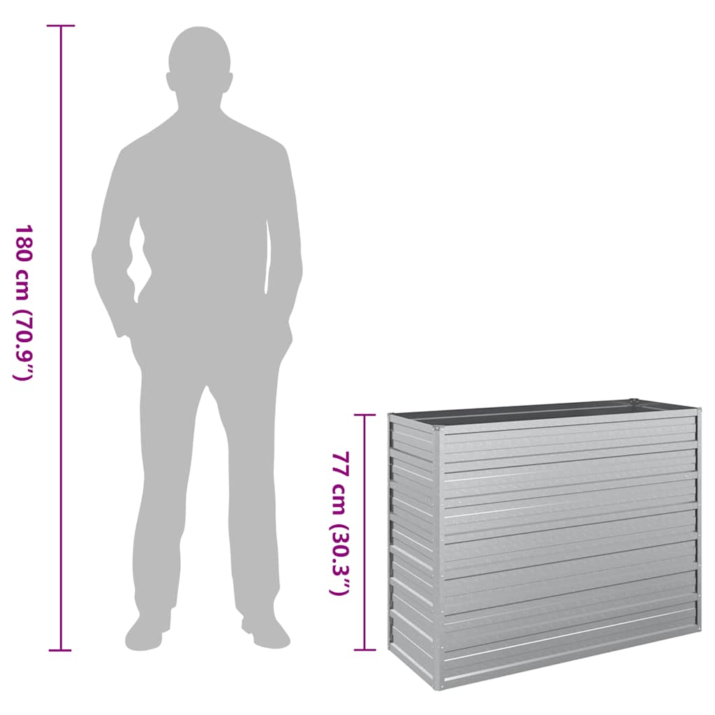 Garden Raised Bed 100x40x77 cm Galvanized Steel Silver