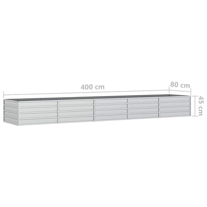 Garden Raised Bed 400x80x45 cm Galvanized Steel Silver