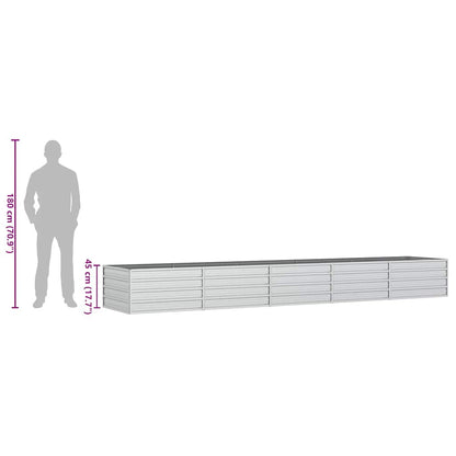 Garden Raised Bed 400x80x45 cm Galvanized Steel Silver