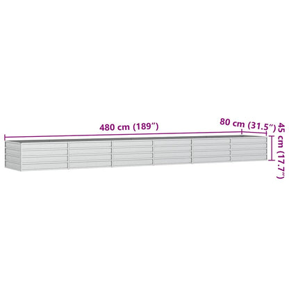Garden Raised Bed 480x80x45 cm Galvanized Steel Silver