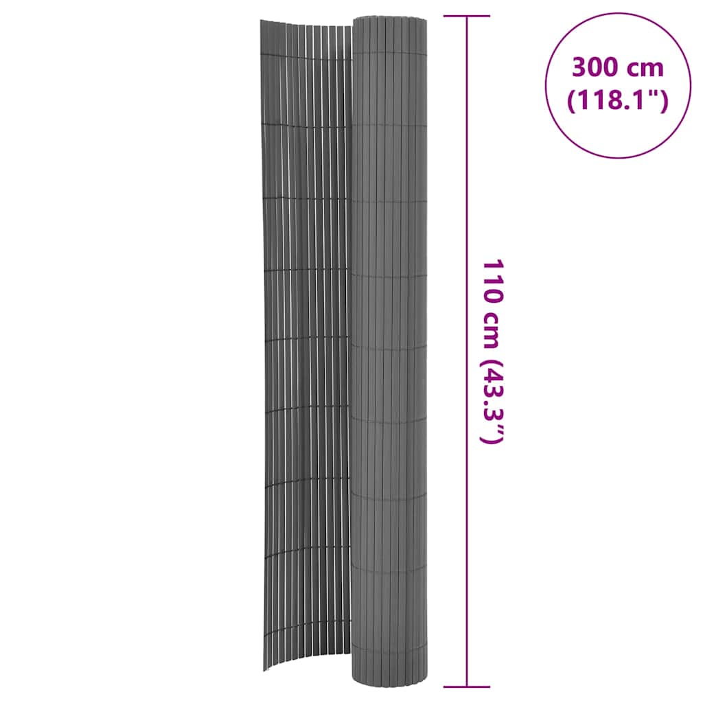 Double-Sided Garden Fence 110x300 cm Grey