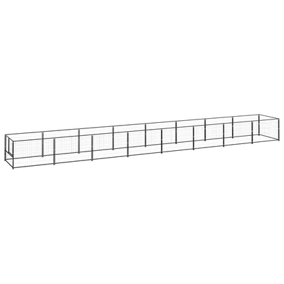 Dog Kennel Black 8 m² Steel