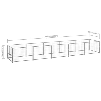 Dog Kennel Silver 5 m² Steel