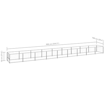 Dog Kennel Silver 9 m² Steel