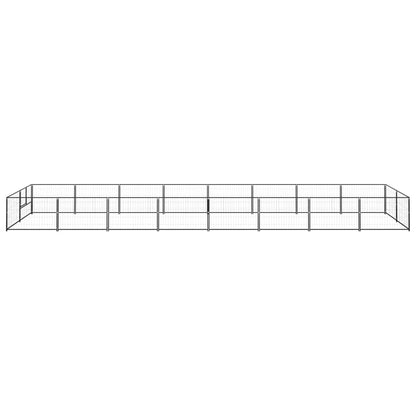 Dog Kennel Black 16 m² Steel