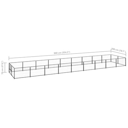Dog Kennel Black 18 m² Steel