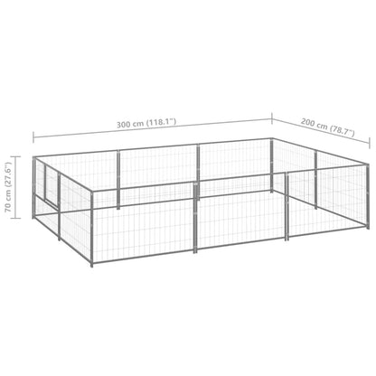 Dog Kennel Silver 6 m² Steel