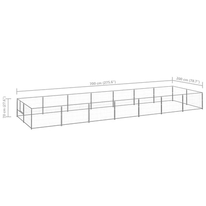 Dog Kennel Silver 14 m² Steel
