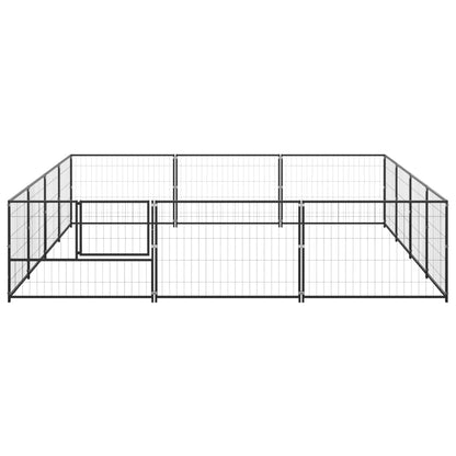 Dog Kennel Black 12 m² Steel