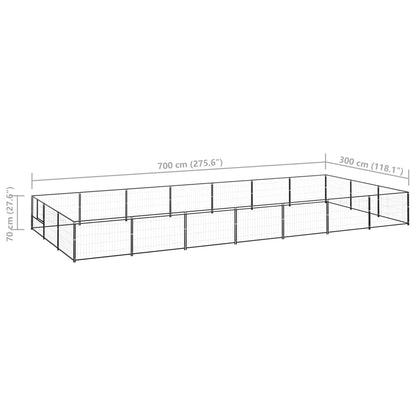 Dog Kennel Black 21 m² Steel