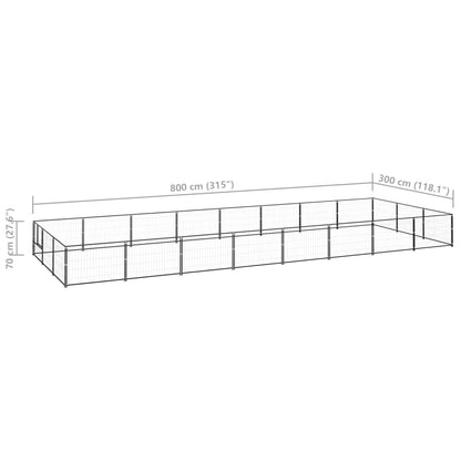 Dog Kennel Black 24 m² Steel