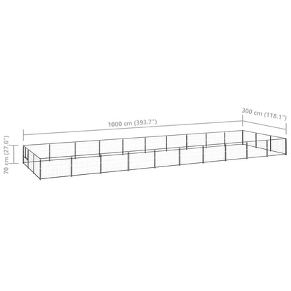 Dog Kennel Black 30 m² Steel