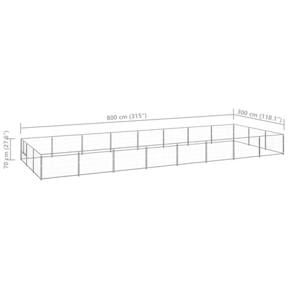 Dog Kennel Silver 24 m² Steel