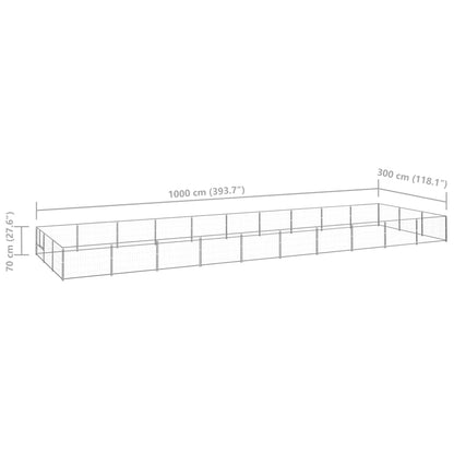 Dog Kennel Silver 30 m² Steel