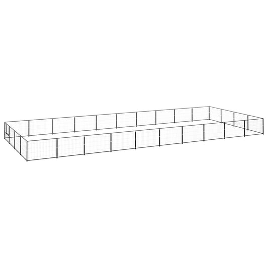 Dog Kennel Black 40 m² Steel