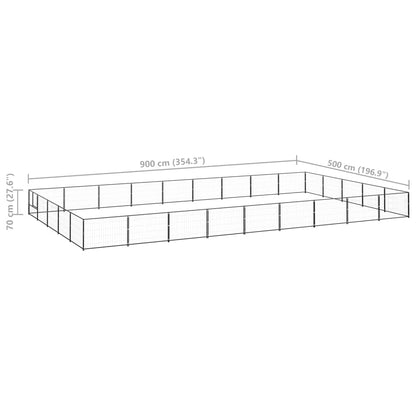 Dog Kennel Black 45 m² Steel
