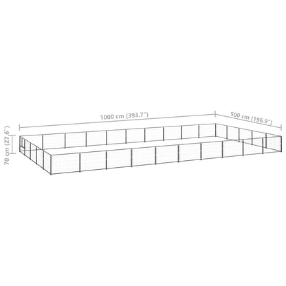 Dog Kennel Black 50 m² Steel