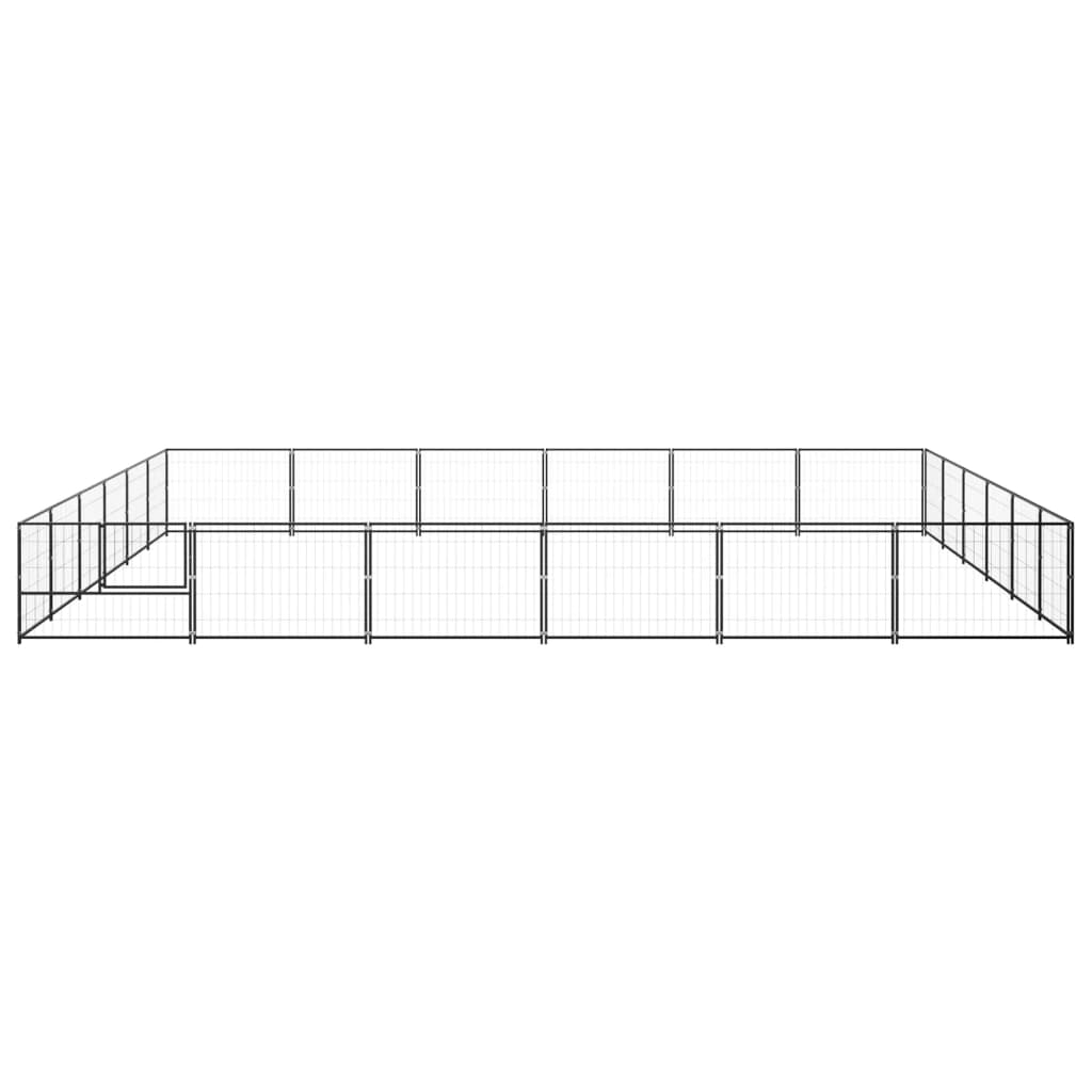Dog Kennel Black 36 m² Steel