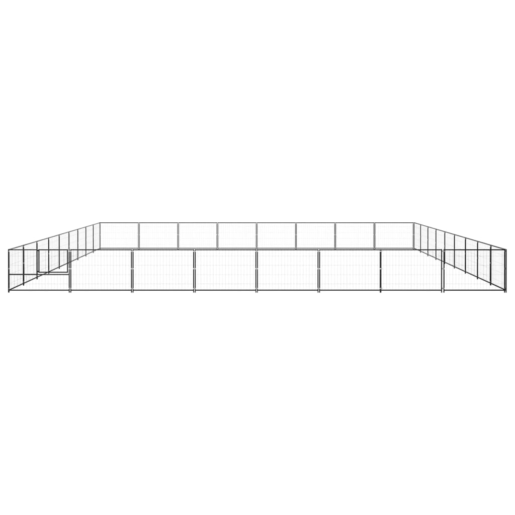 Dog Kennel Black 72 m² Steel