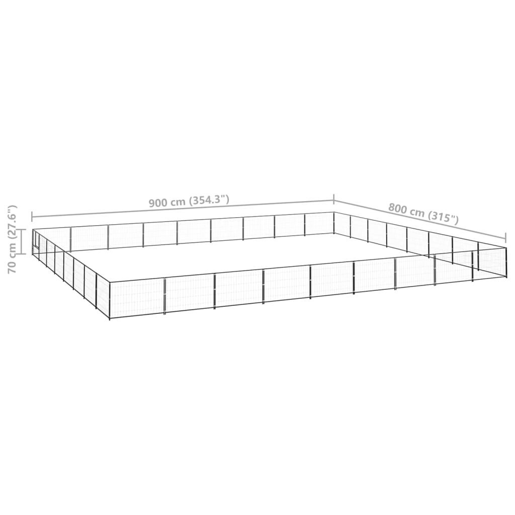 Dog Kennel Black 72 m² Steel