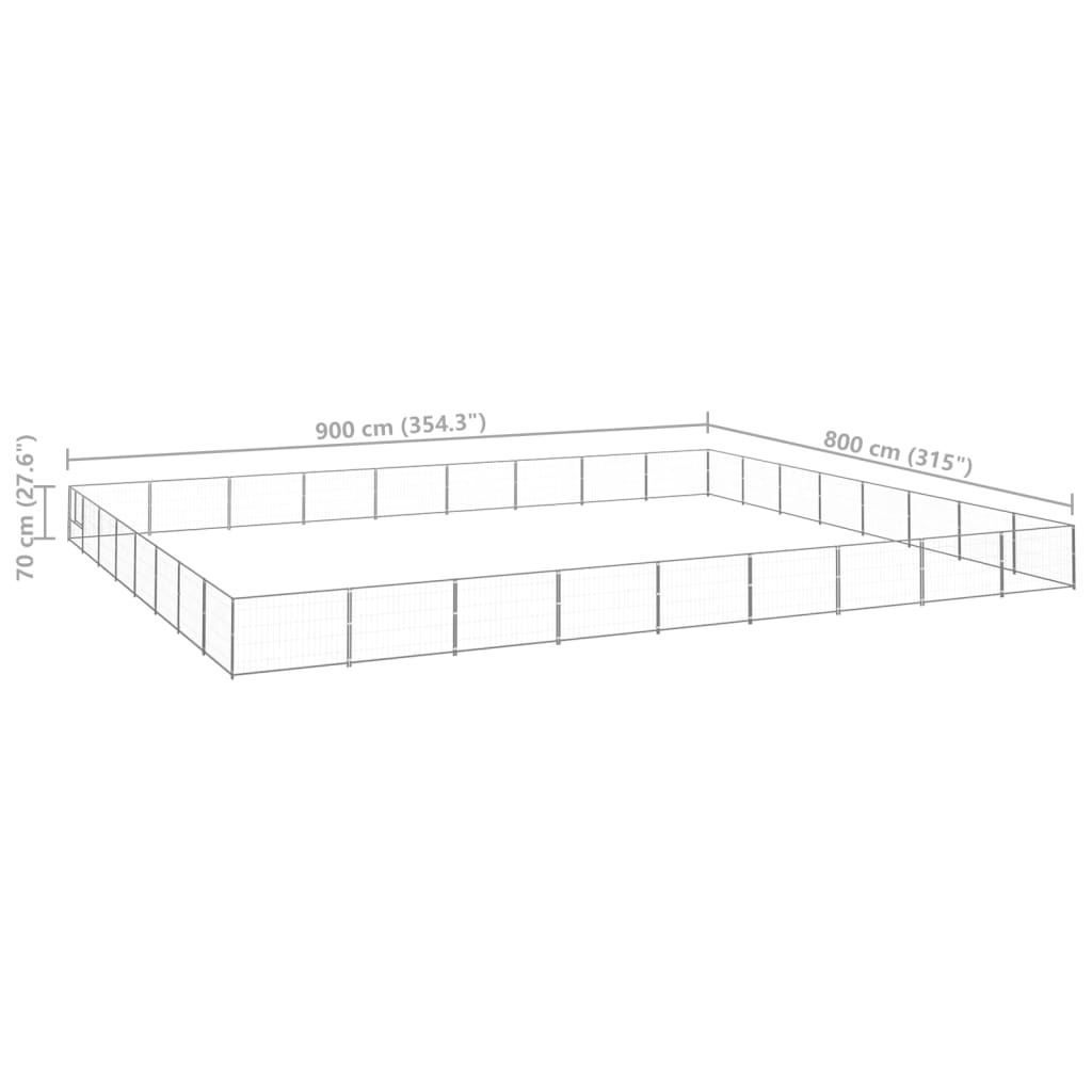 Dog Kennel Silver 72 m² Steel