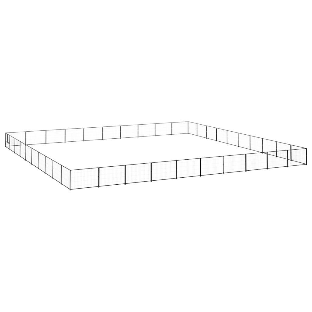 Dog Kennel Black 100 m² Steel