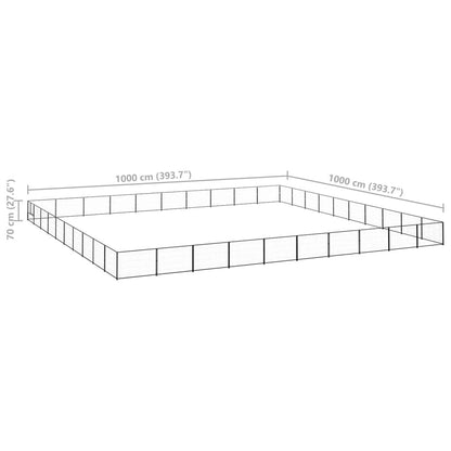 Dog Kennel Black 100 m² Steel