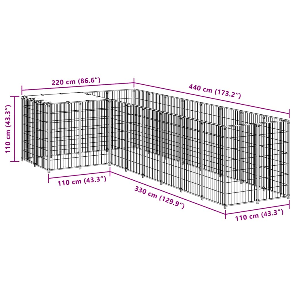 Dog Kennel Silver 6.05 m² Steel