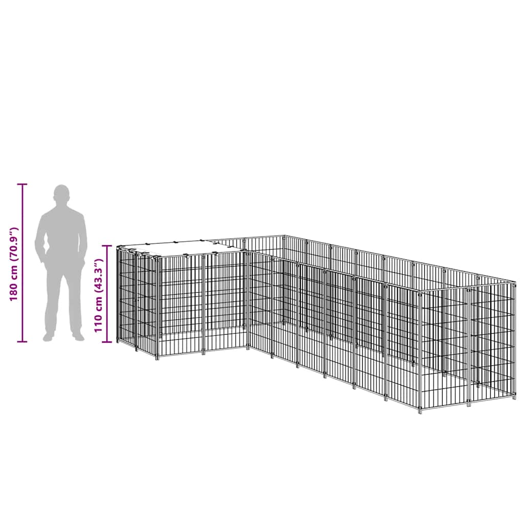 Dog Kennel Silver 6.05 m² Steel