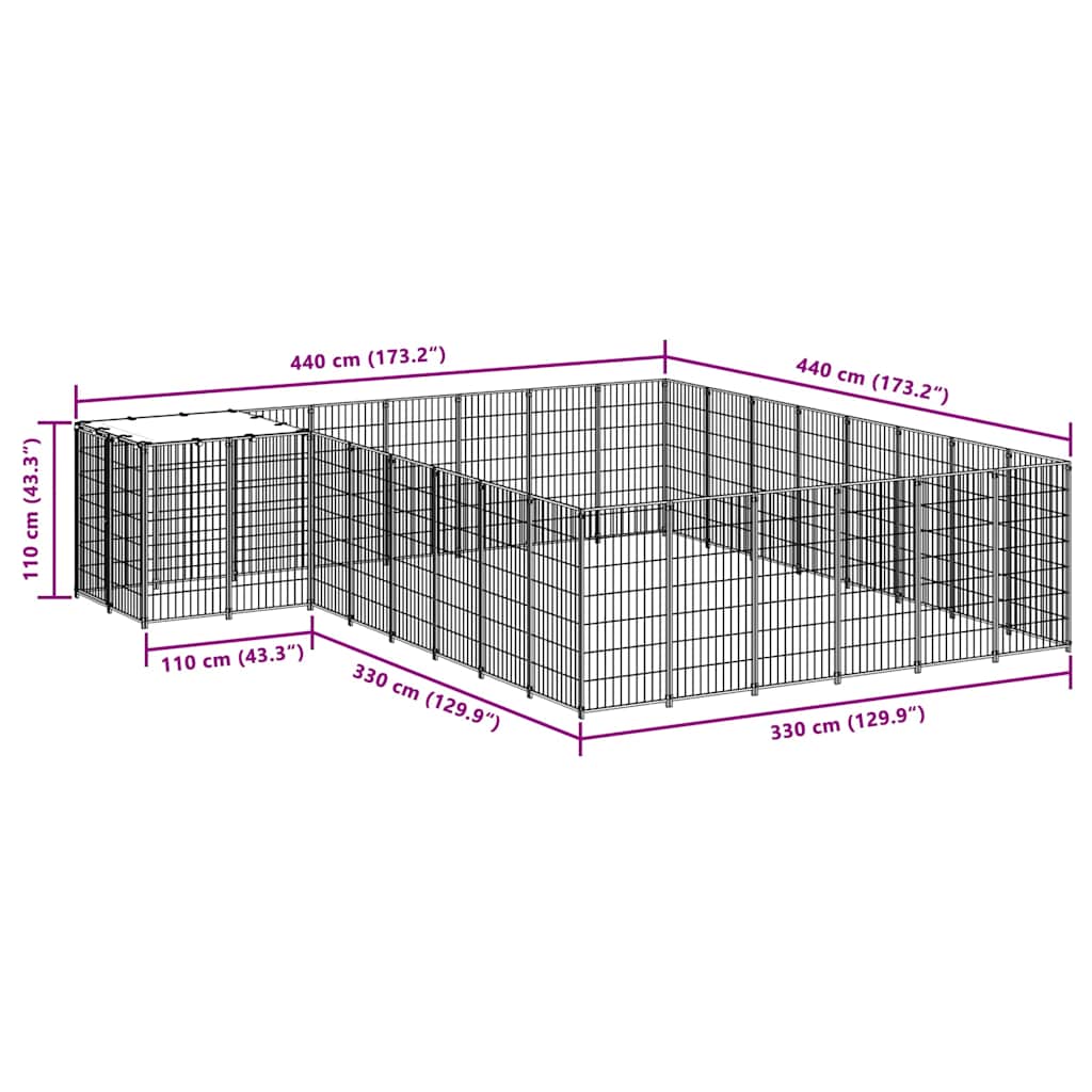 Dog Kennel Silver 15.73 m² Steel