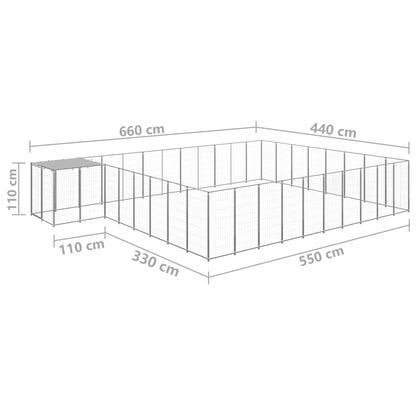 Dog Kennel Silver 25.41 m² Steel