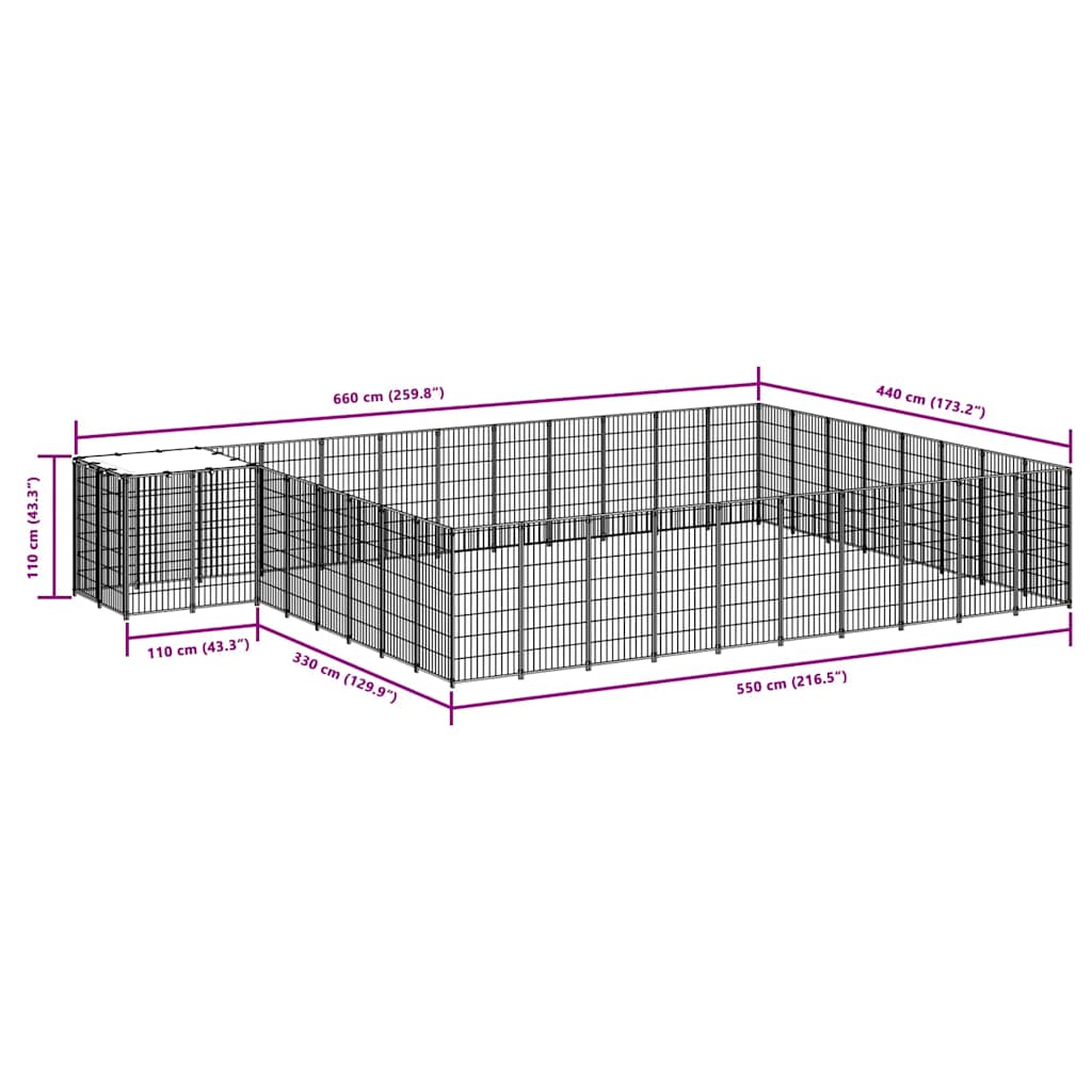 Dog Kennel Silver 25.41 m² Steel