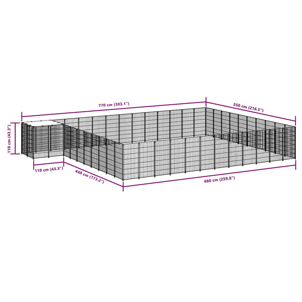 Dog Kennel Silver 37.51 m² Steel