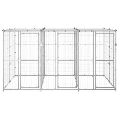 Outdoor Dog Kennel Galvanised Steel with Roof 7.26 m²
