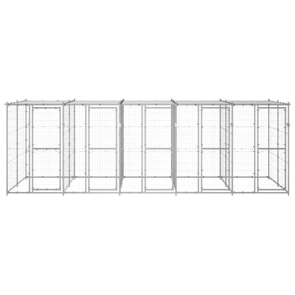 Outdoor Dog Kennel Galvanised Steel with Roof 12.1 m²