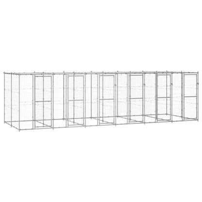 Outdoor Dog Kennel Galvanised Steel with Roof 14.52 m²