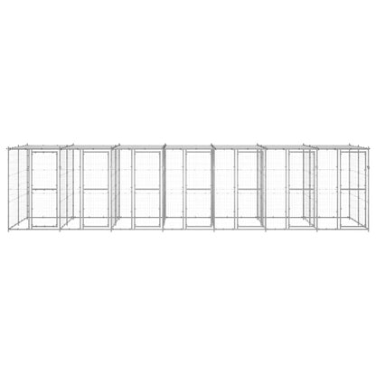 Outdoor Dog Kennel Galvanised Steel with Roof 16.94 m²