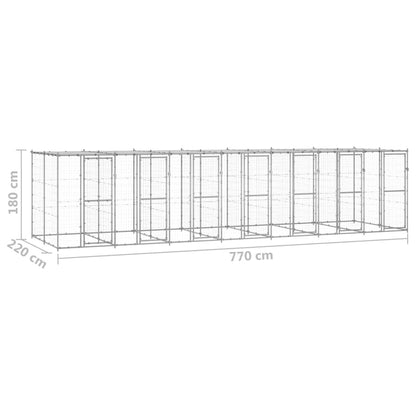 Outdoor Dog Kennel Galvanised Steel with Roof 16.94 m²