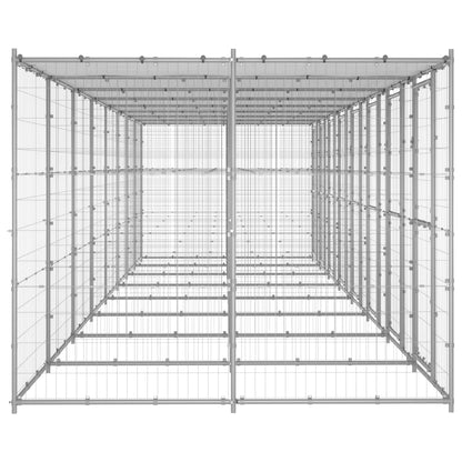 Outdoor Dog Kennel Galvanised Steel with Roof 19.36 m²