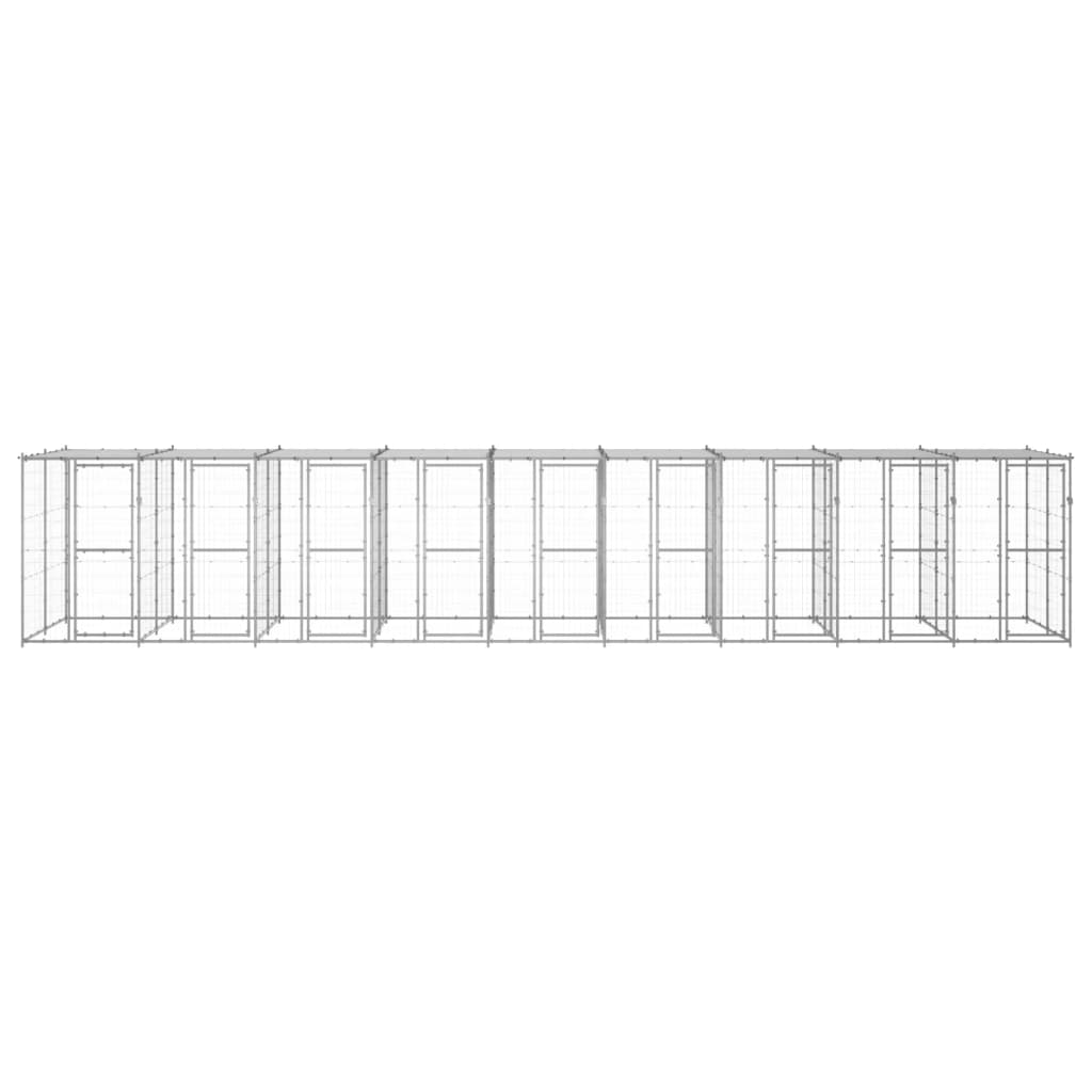 Outdoor Dog Kennel Galvanised Steel with Roof 21.78 m²