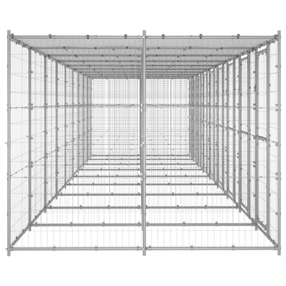 Outdoor Dog Kennel Galvanised Steel with Roof 21.78 m²