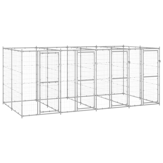 Outdoor Dog Kennel Galvanised Steel 9.68 m²