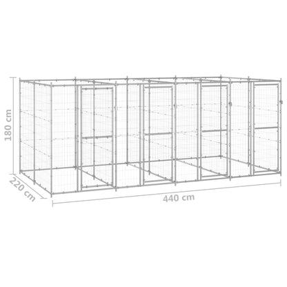 Outdoor Dog Kennel Galvanised Steel 9.68 m²