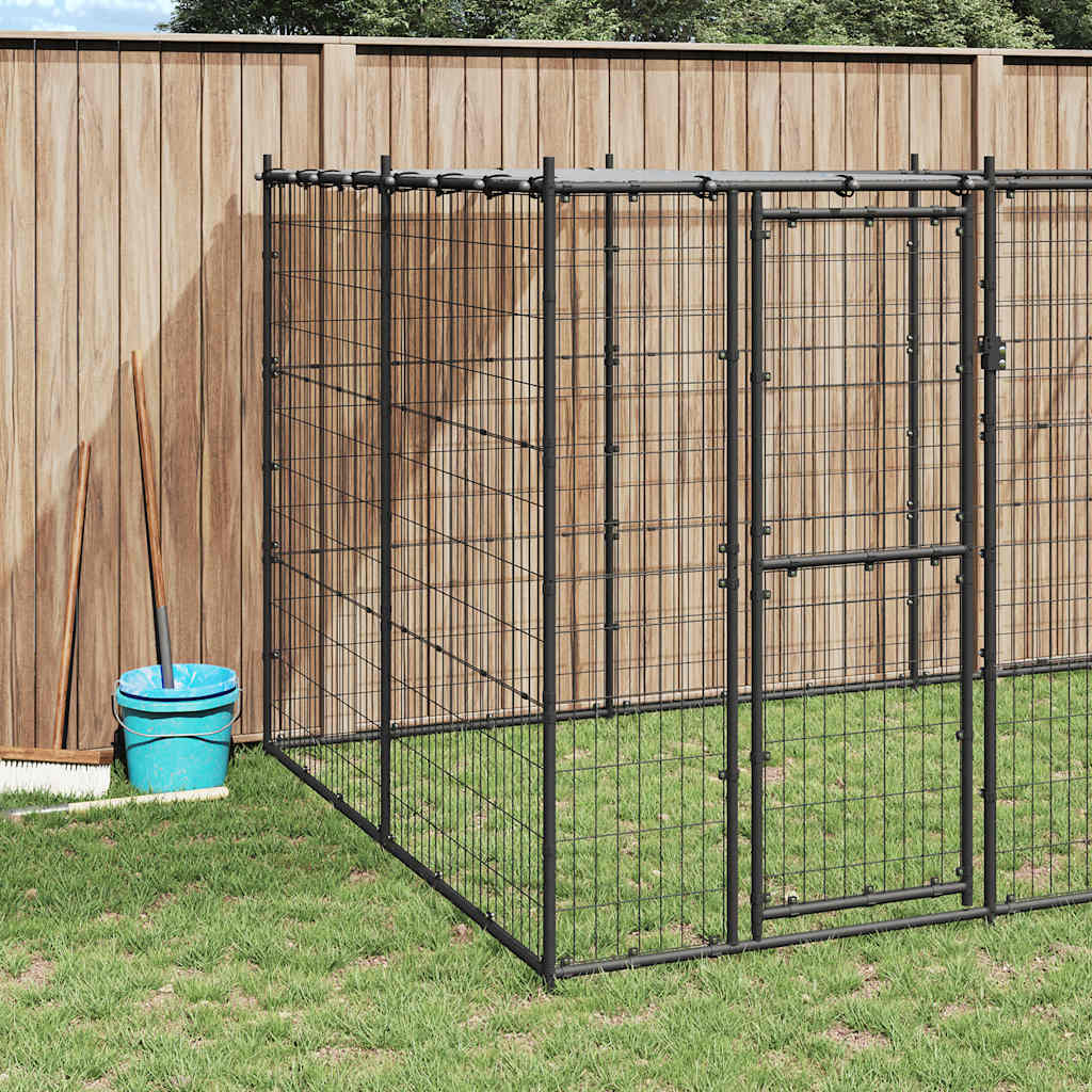 Outdoor Dog Kennel Steel with Roof 12.1 m²