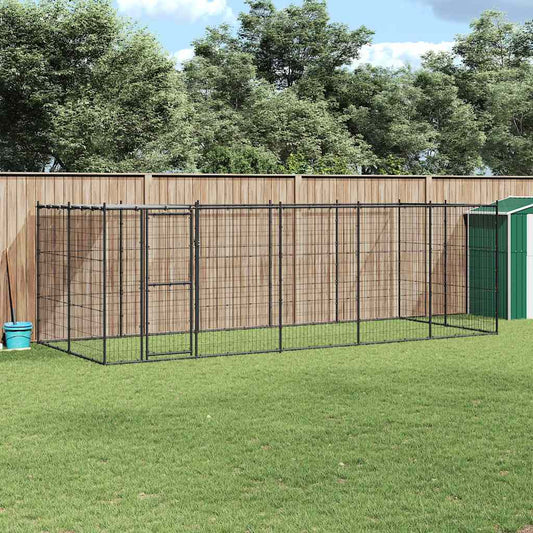 Outdoor Dog Kennel Steel with Roof 12.1 m²