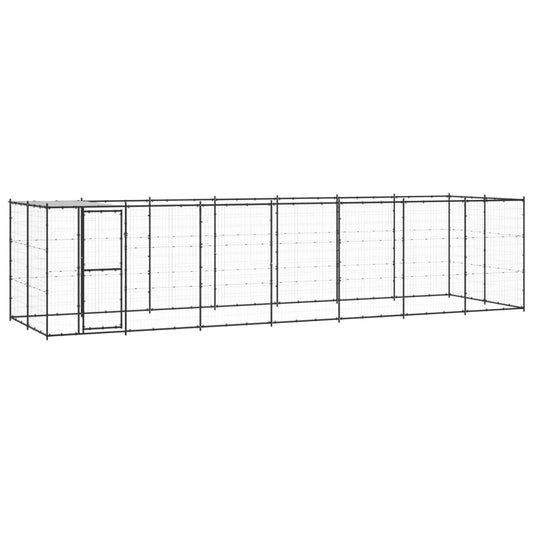 Outdoor Dog Kennel Steel with Roof 16.94 m²