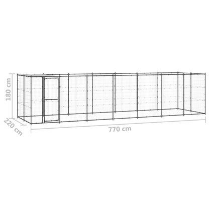 Outdoor Dog Kennel Steel with Roof 16.94 m²