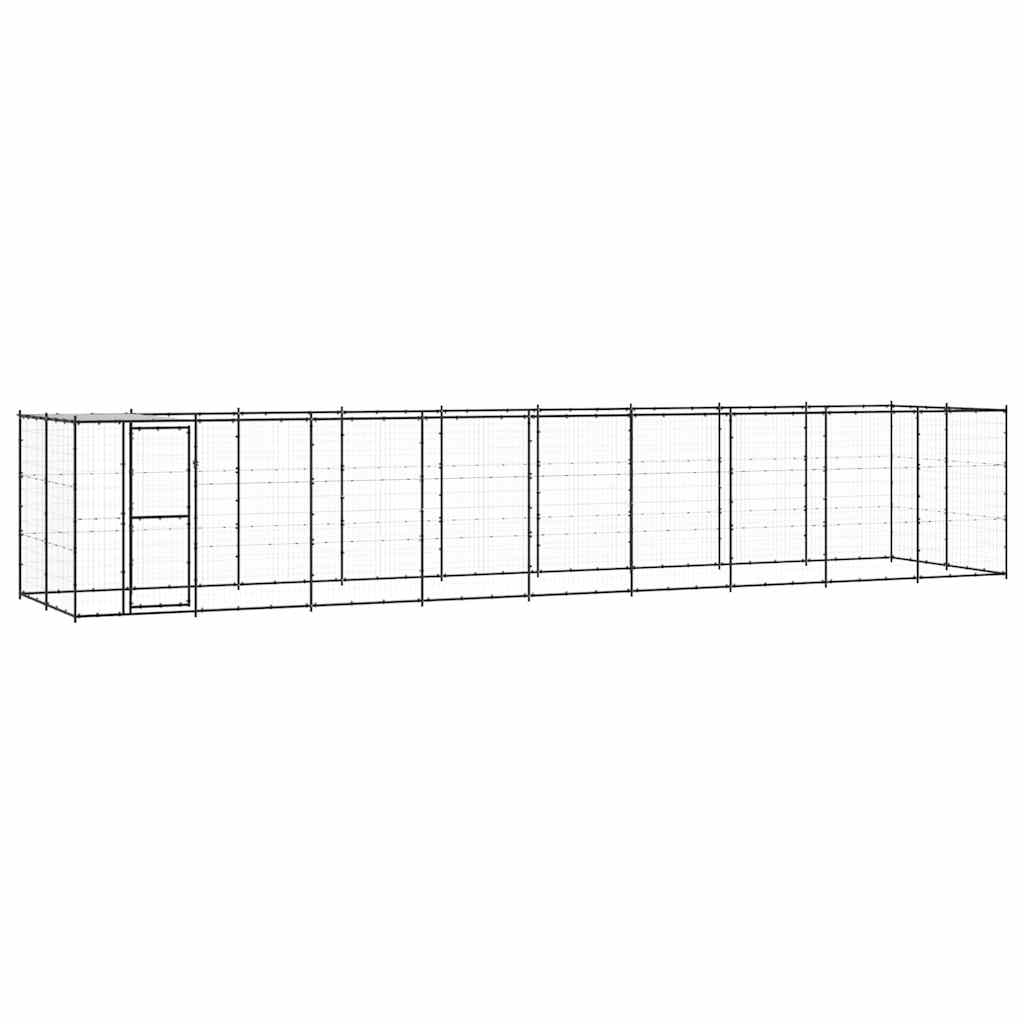 Outdoor Dog Kennel Steel with Roof 21.78 m²